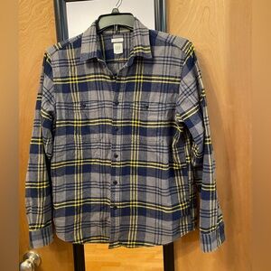 GAP Men's Navy and Yellow Checkered Shirt